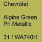 Preview: Chevrolet, Alpine Green Pri Metallic, 31 / WA740H.